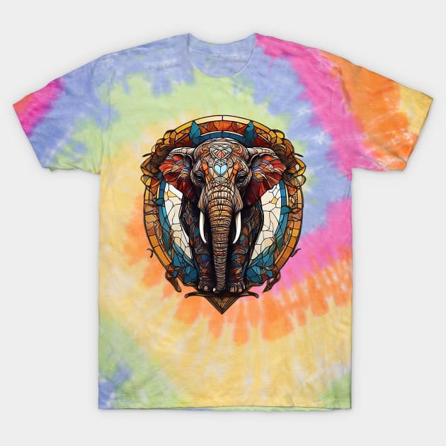 Stained Glass Elephant T-Shirt by likbatonboot